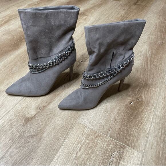 INC International Concepts Women's Taupe Stiletto Reanna Chain Dress Boots sz 5 - Picture 2 of 12